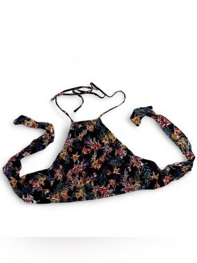 Garage Black Floral Halter Crop Top